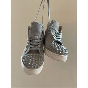 Mens Christian Louboutin High Top Lace up Sneakers (Grey)